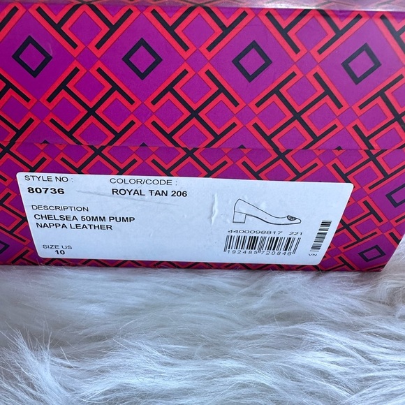 NWB Tory Burch Chelsea 50mm Pumps Napa Leather in Royal Tan - Picture 10 of 13